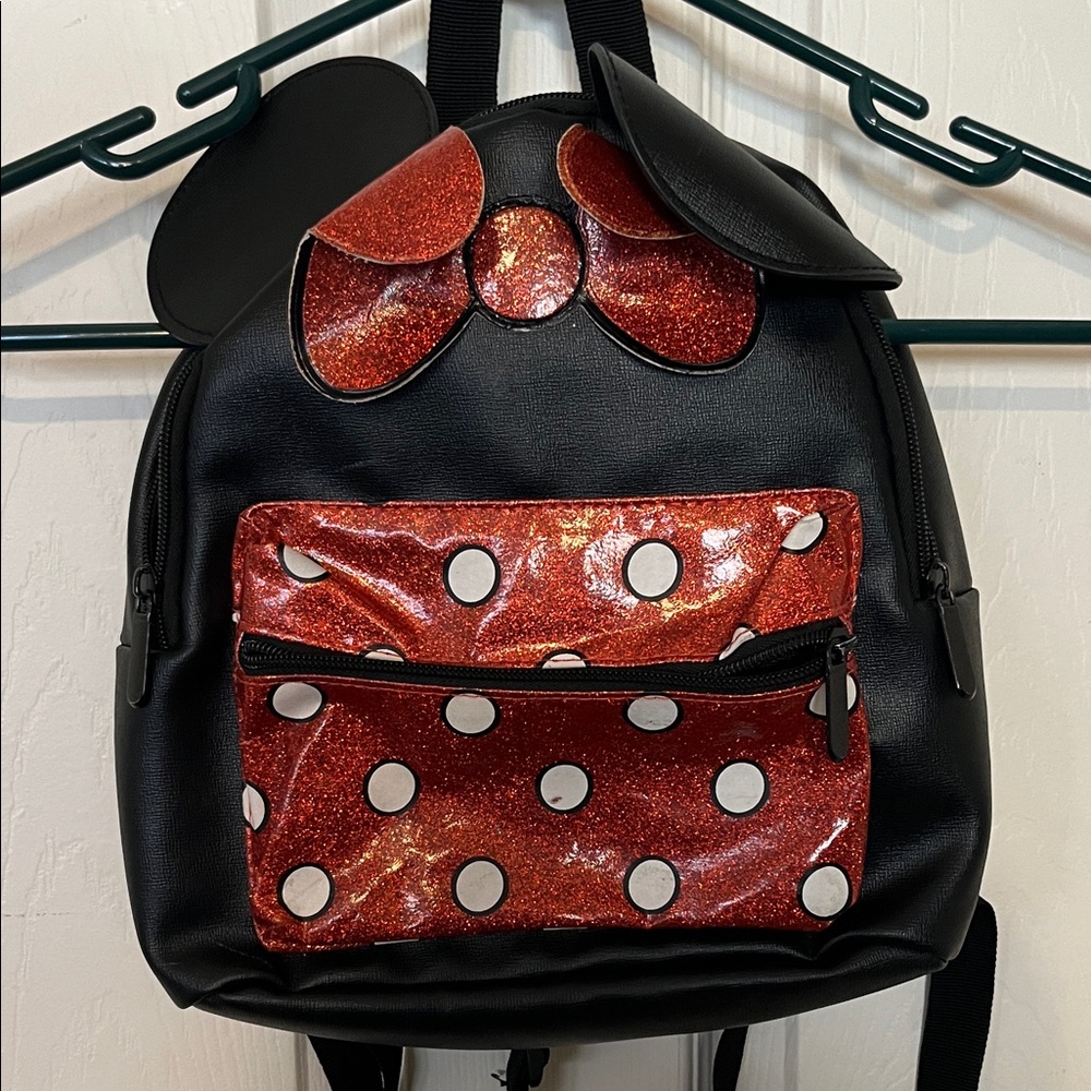 Blowfish Disney Minnie Mouse ClassyBlack and Red Glitter Polka Dot Kids Backpack